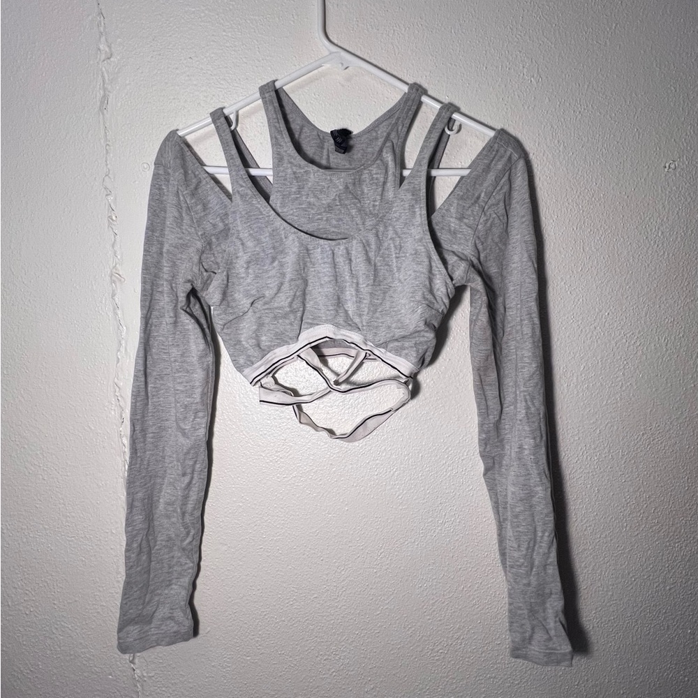 Unique grey crop/party top